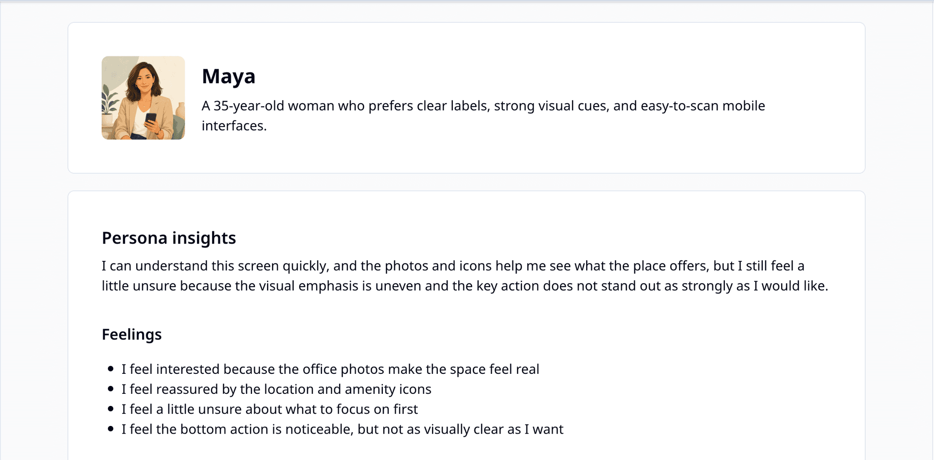 PersonaView insights result step